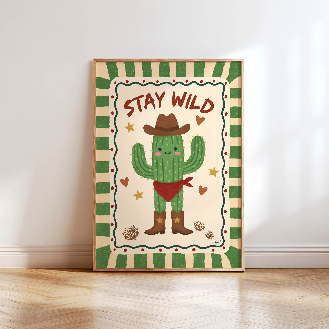 Desert Cowboy Cactus Poster