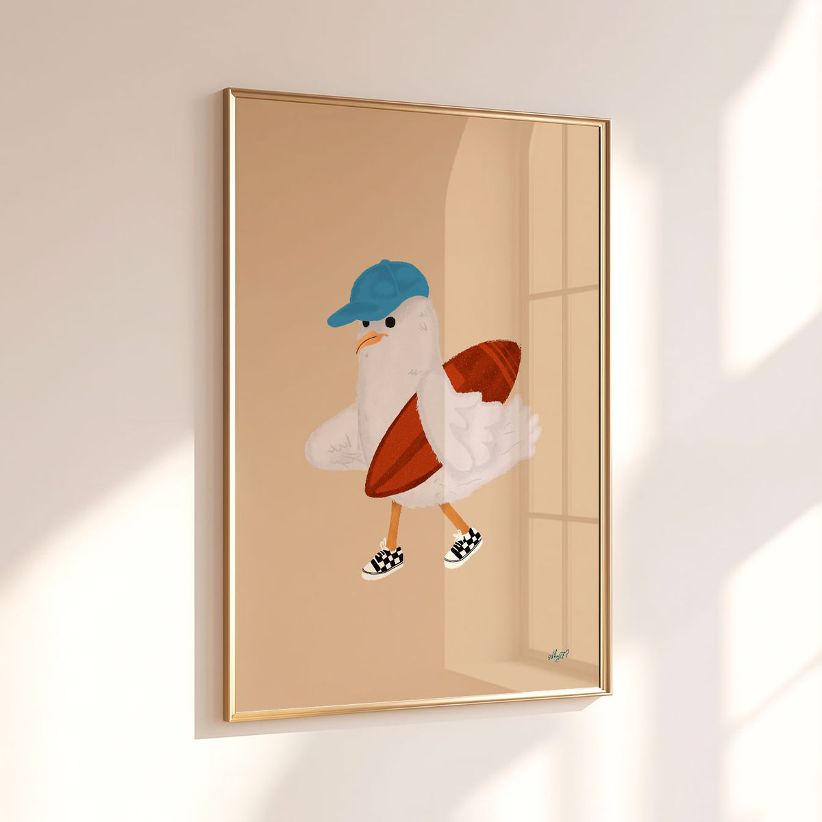 Surfer Seagull Poster
