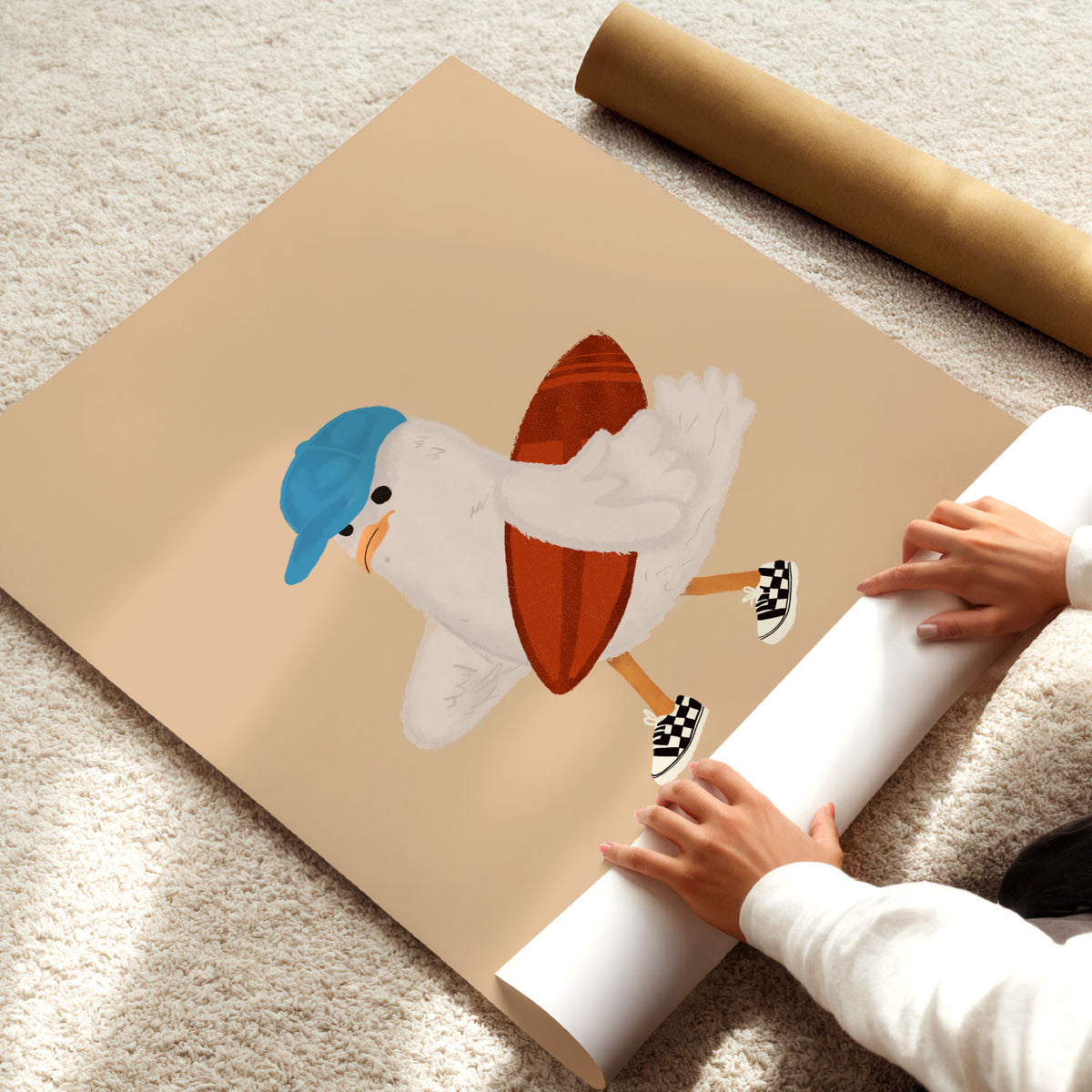 Surfer Seagull Poster