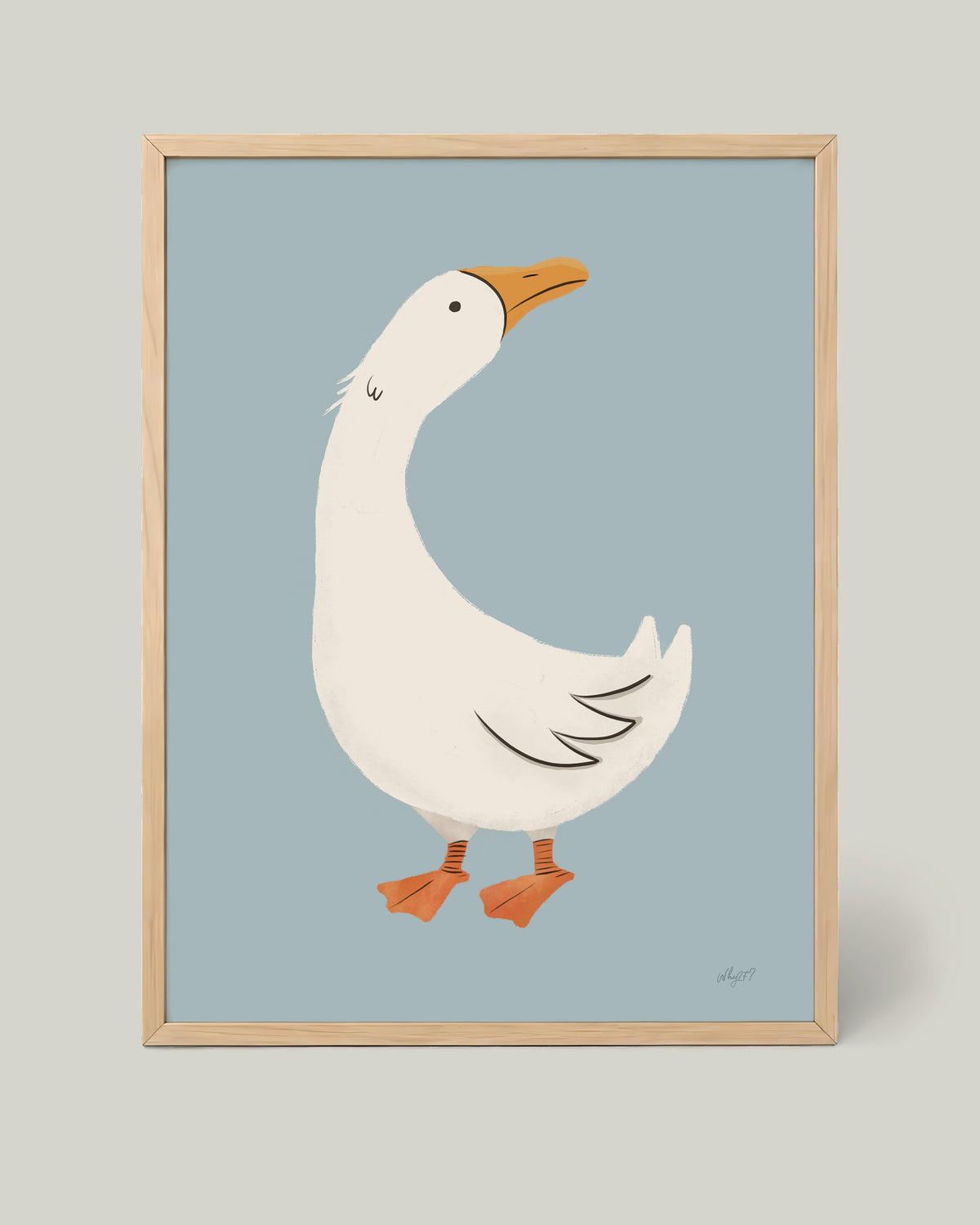 Little Duck Poster framed in a natural wood frame