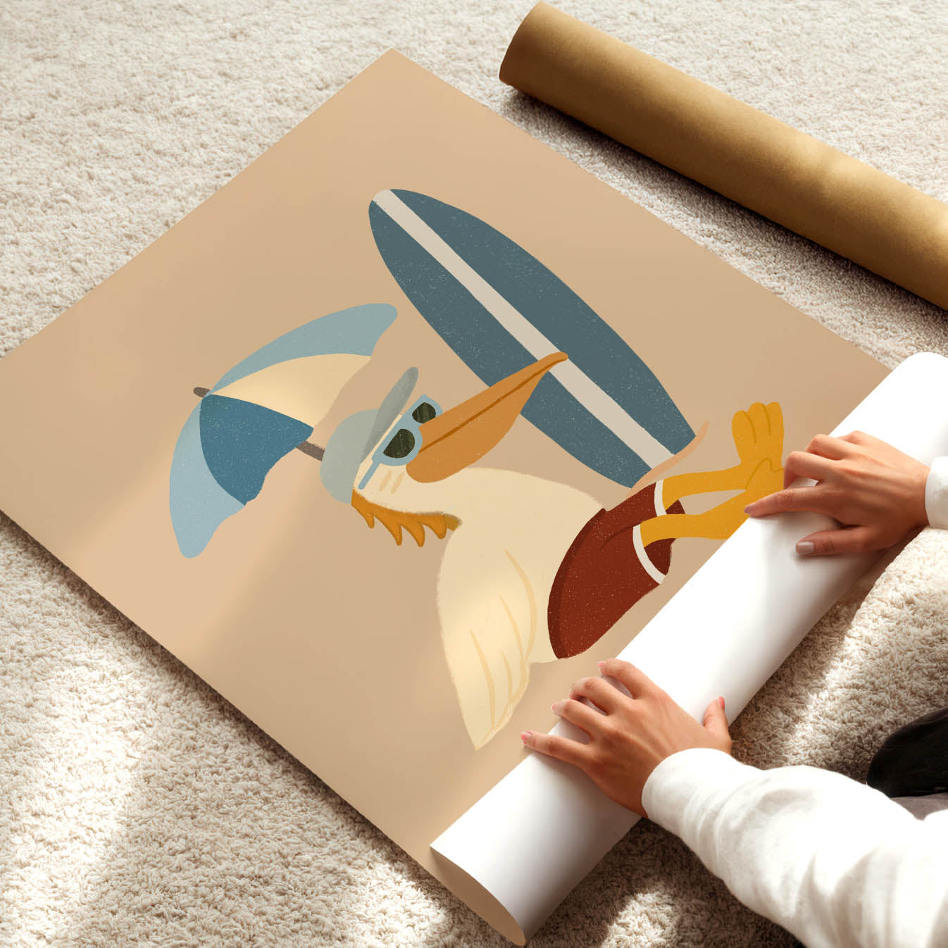 Beach Day Pelican Poster