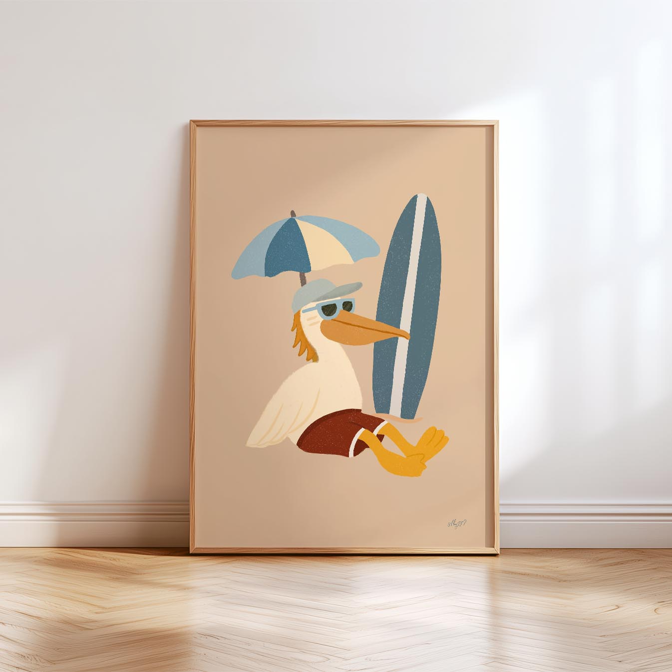 Beach Day Pelican Poster