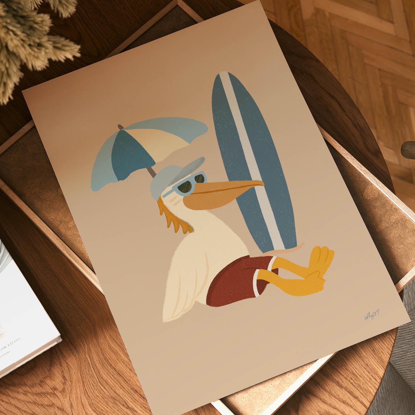 Beach Day Pelican Poster