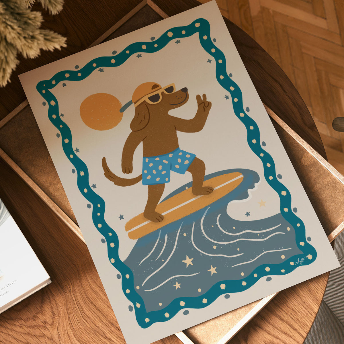 Surfing Dog Poster