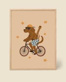 Affiche Chien à Vélo Aventurier