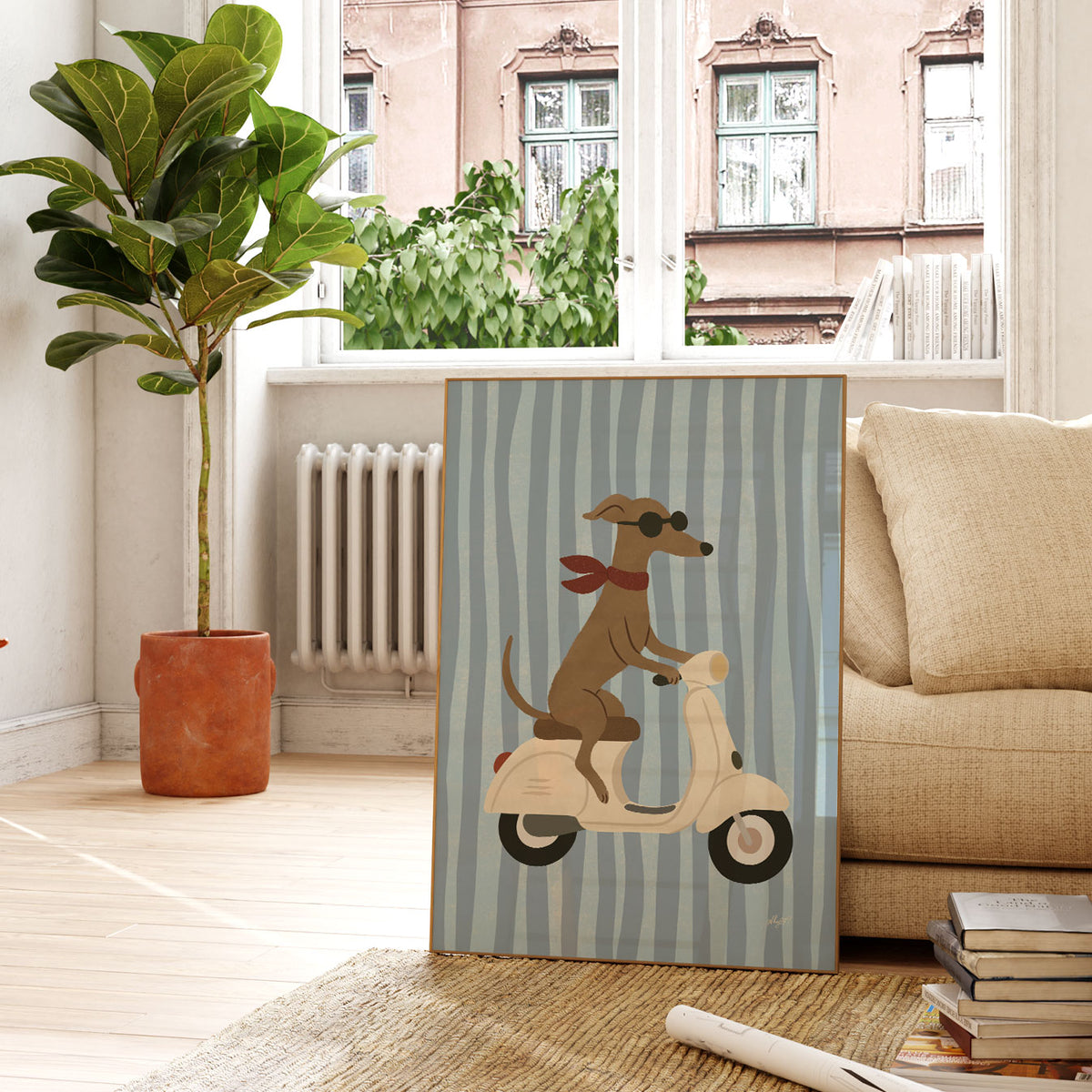 Vespa Dog Poster