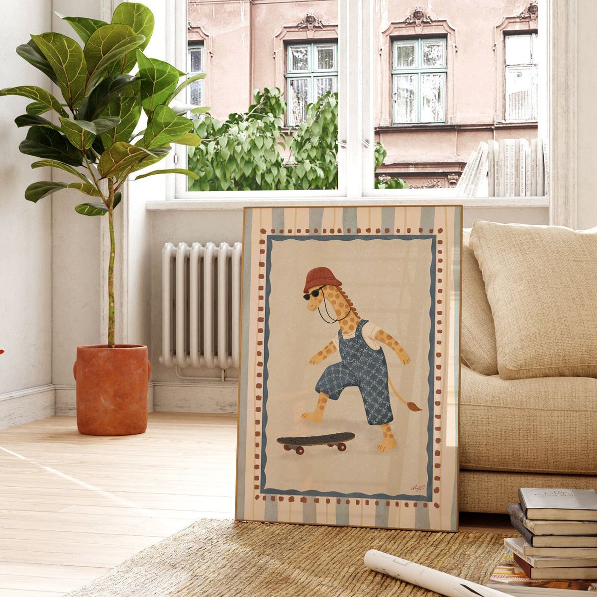 Skater Giraffe Poster