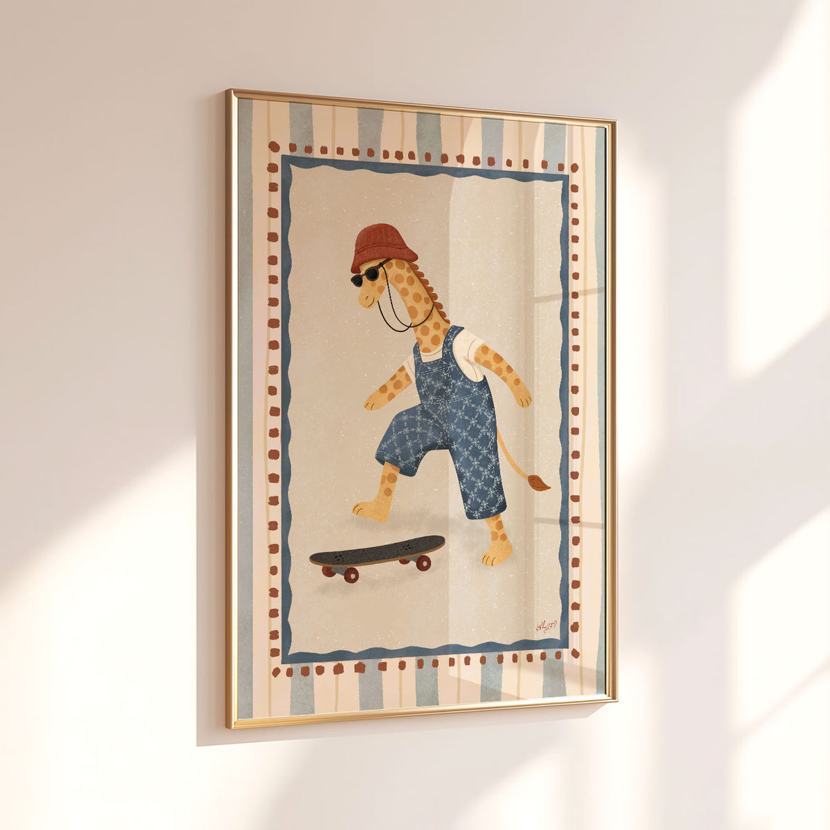 Skater Giraffe Poster