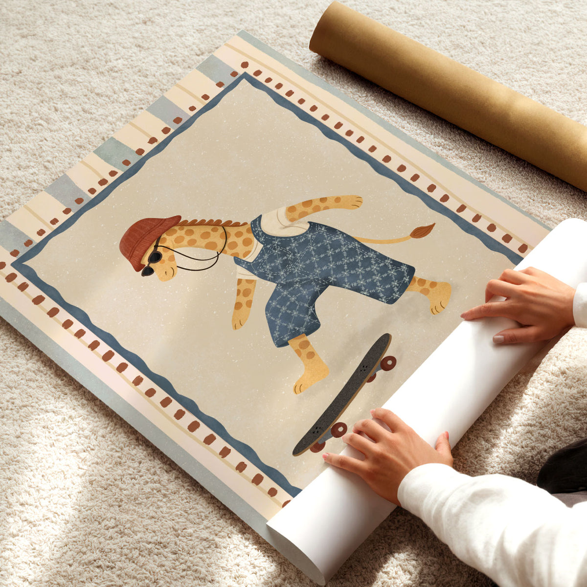 Skater Giraffe Poster