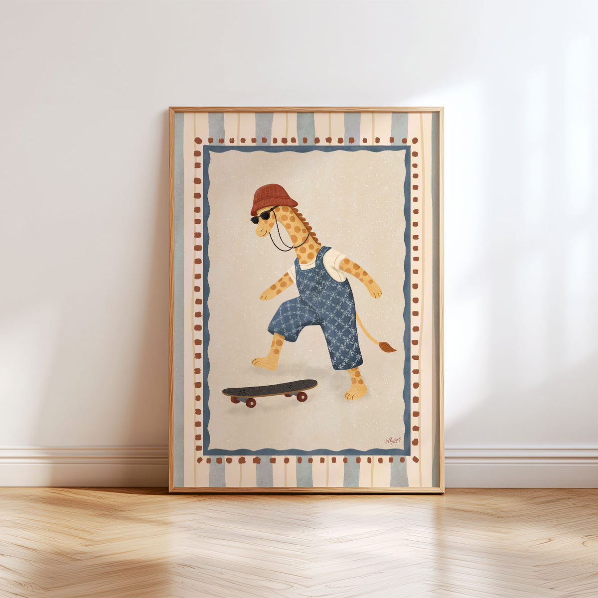 Skater Giraffe Poster