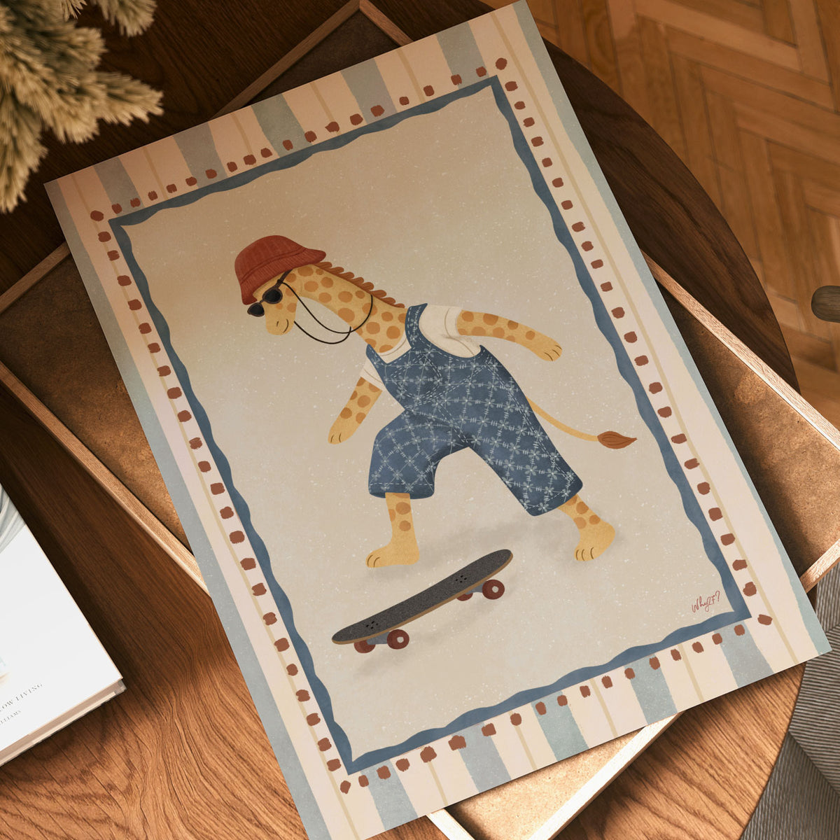 Skater Giraffe Poster