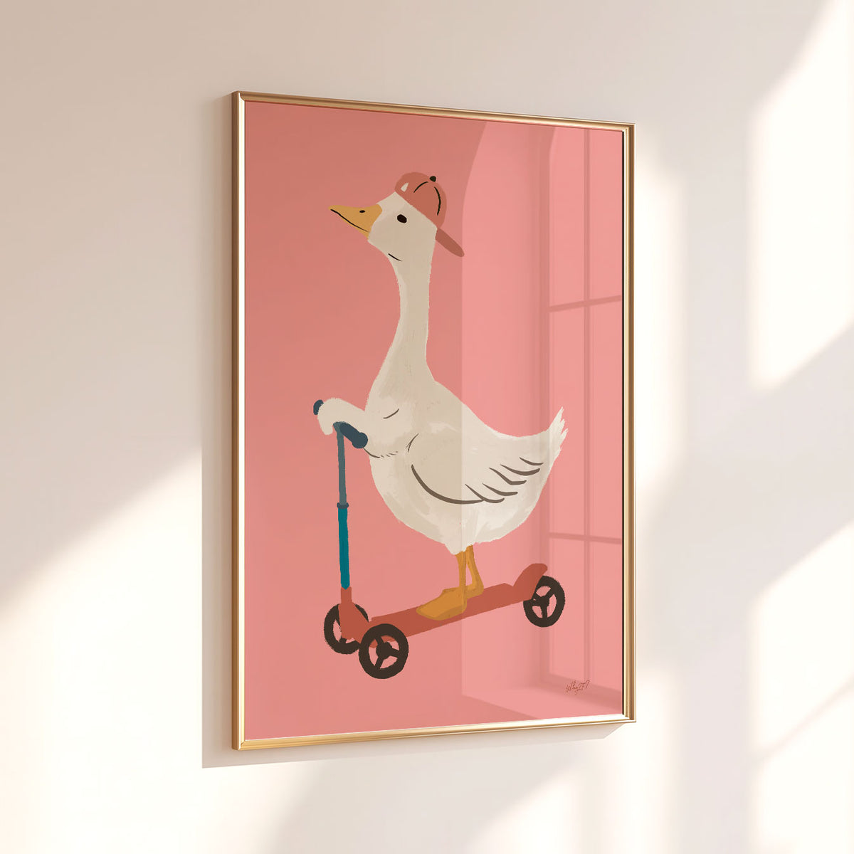 Pink Scooter Goose Poster