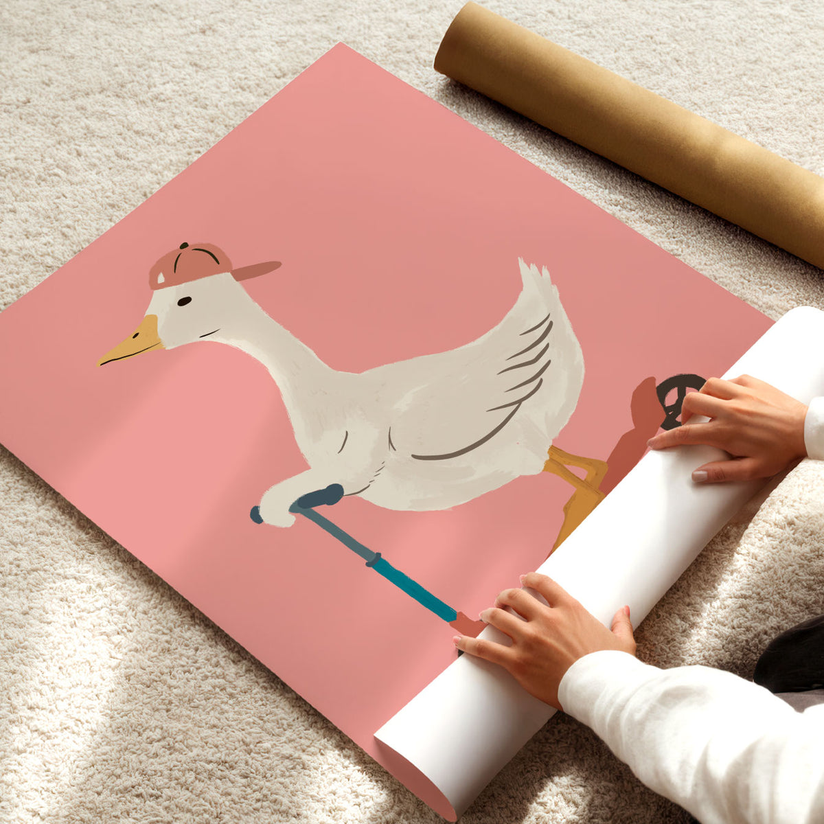 Pink Scooter Goose Poster