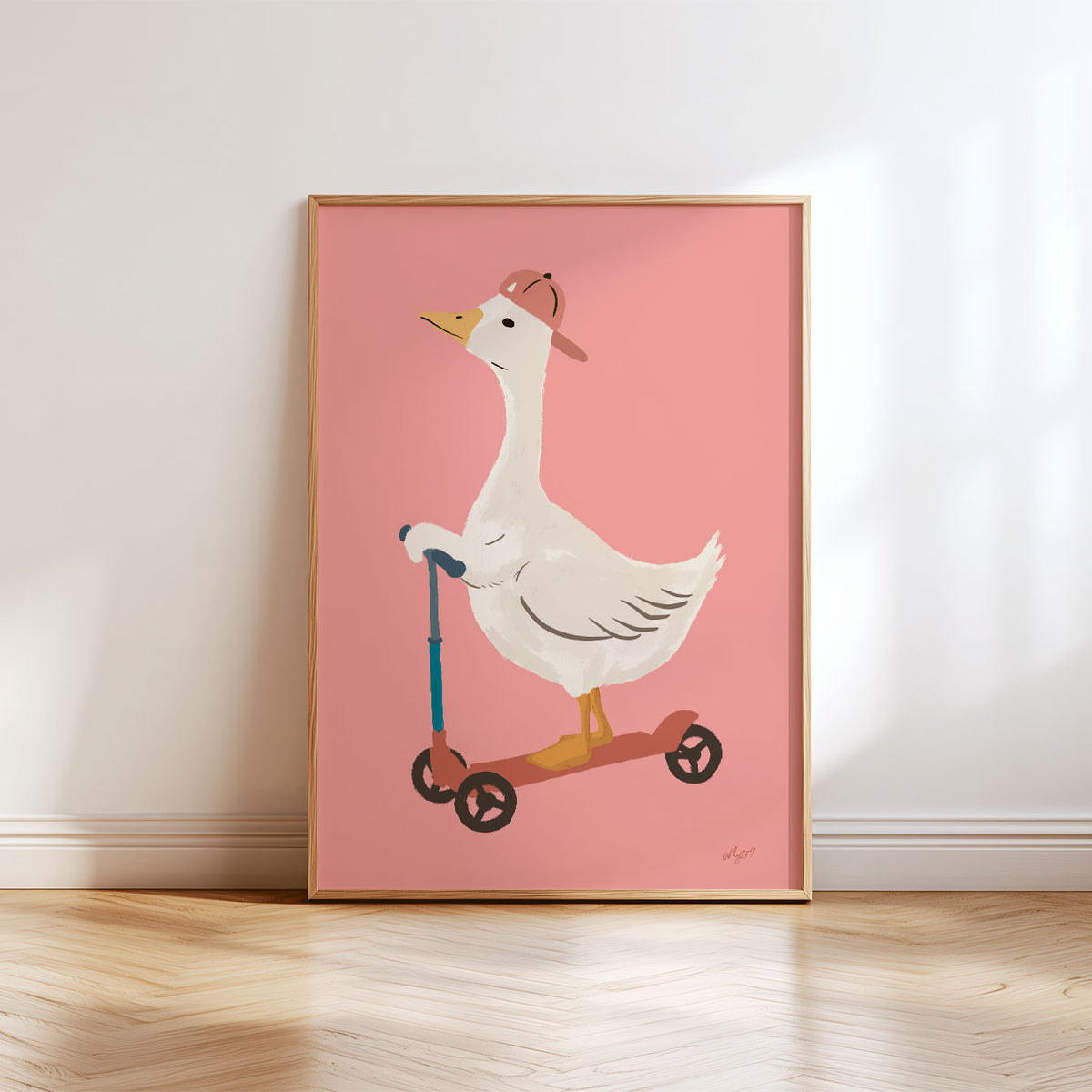 Pink Scooter Goose Poster