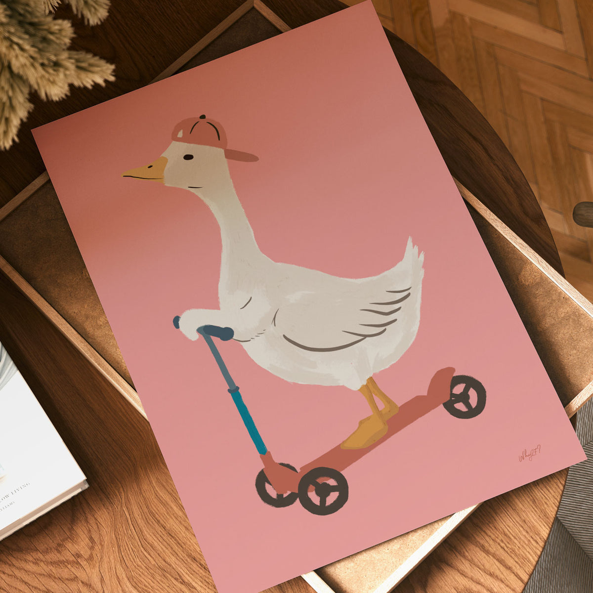 Pink Scooter Goose Poster