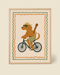 Póster Perro en Bicicleta de Aventura