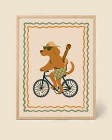 Affiche Chien Aventurier à Vélo