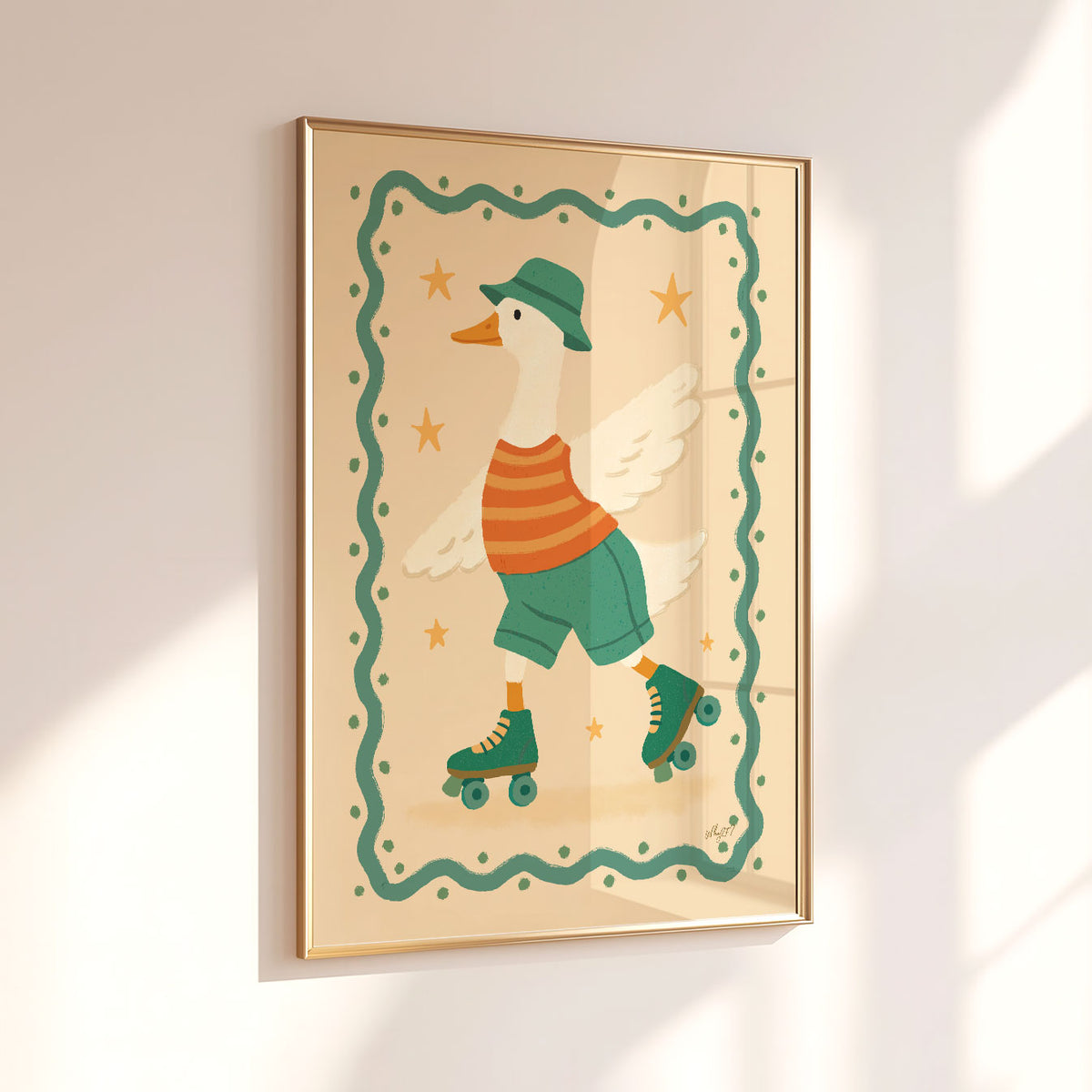 Roller Skating Goose Poster