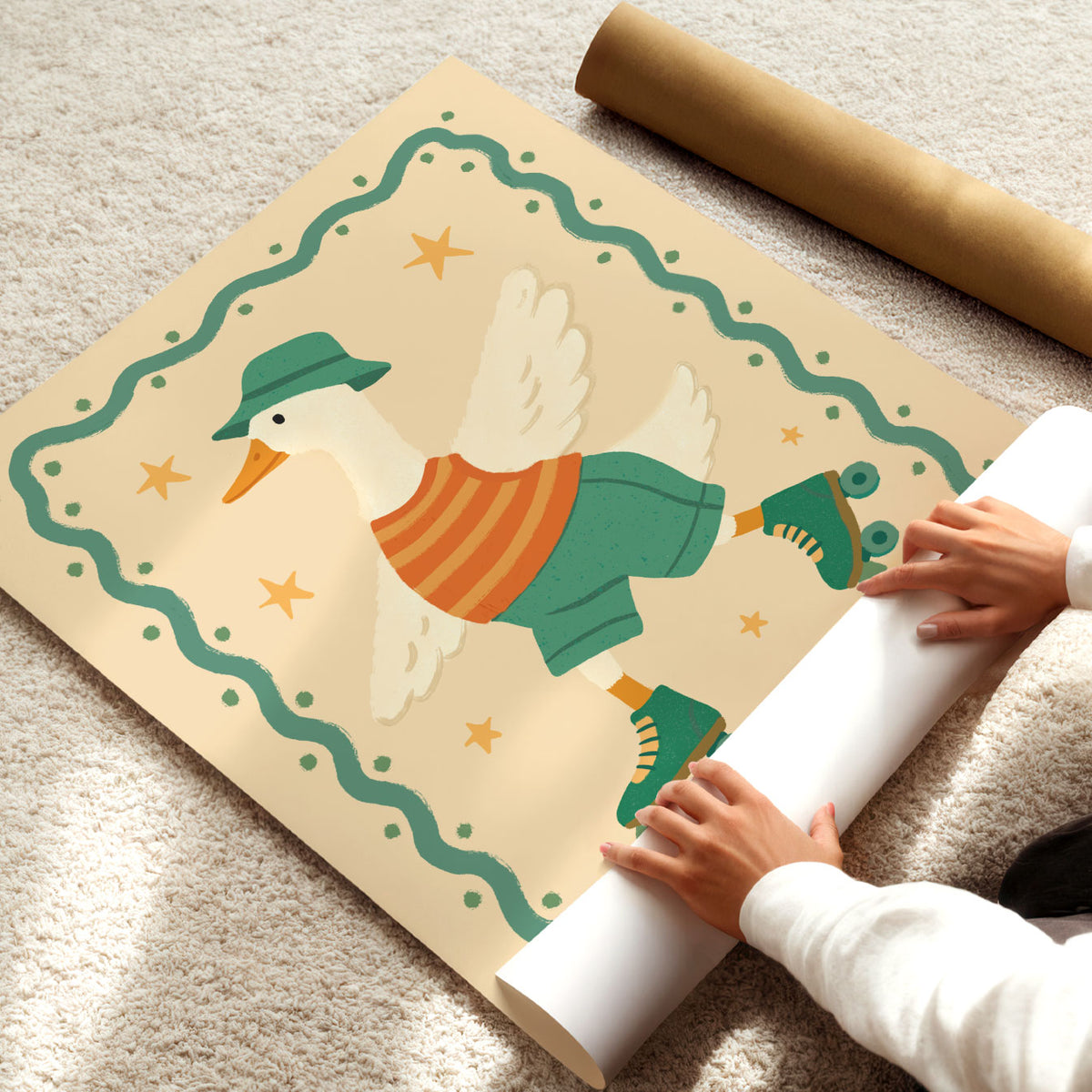 Roller Skating Goose Poster