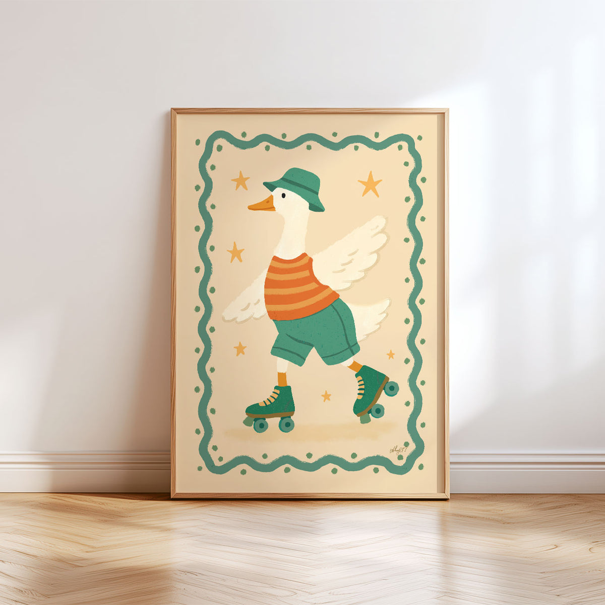 Roller Skating Goose Poster
