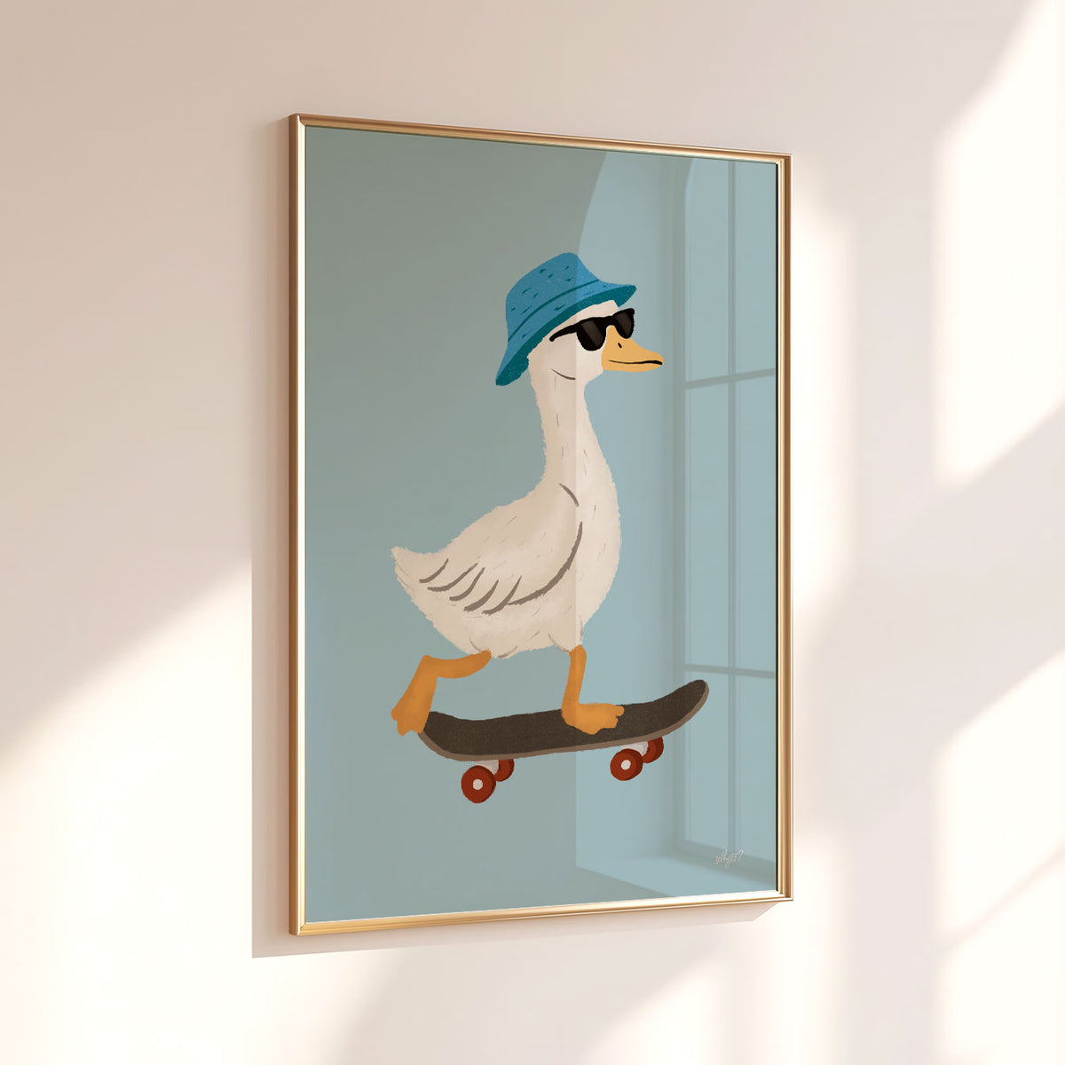 Goose On A Skateboard Poster