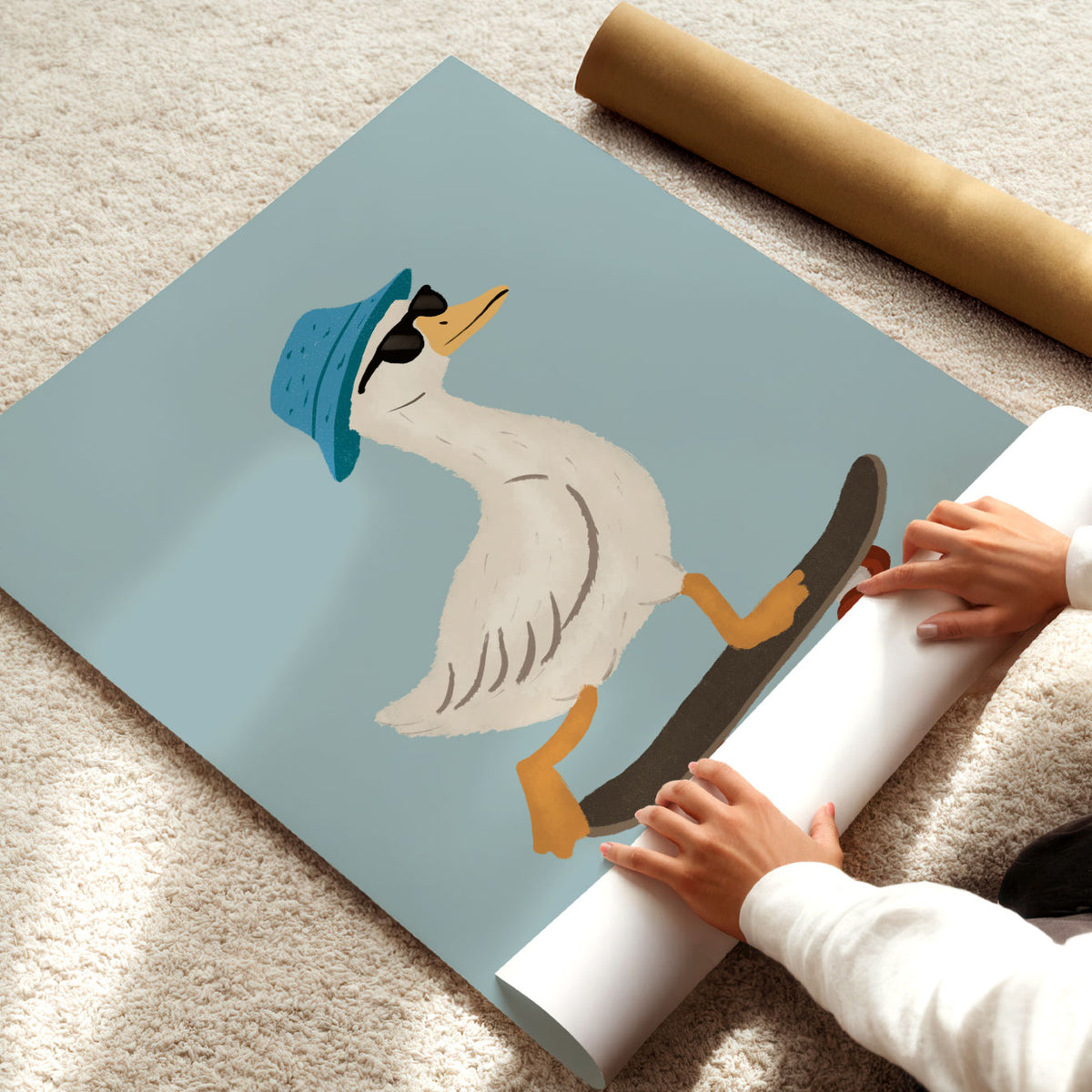 Goose On A Skateboard Poster
