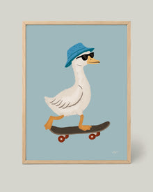 Gans auf dem Skateboard Poster