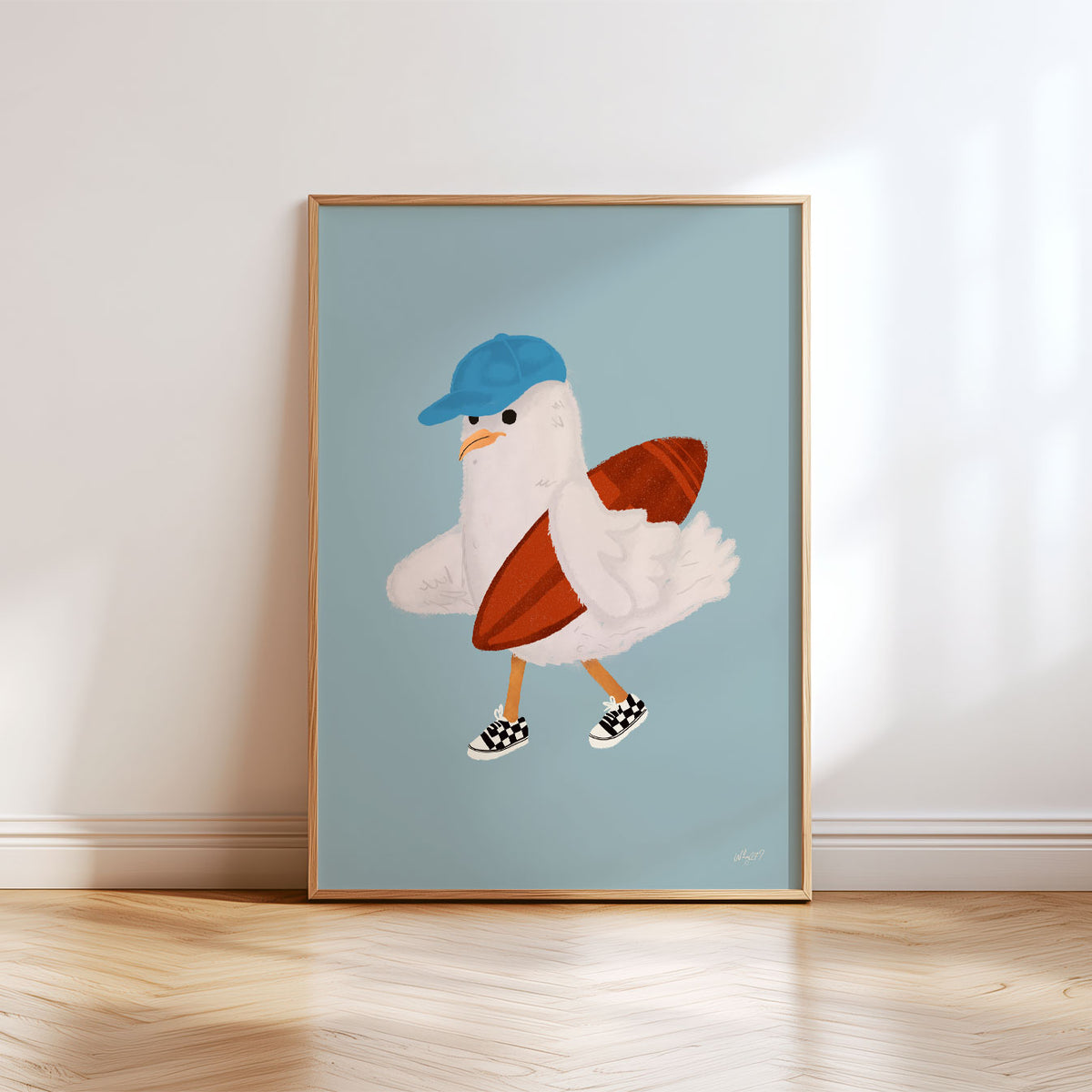 Surfer Goose Cream Poster