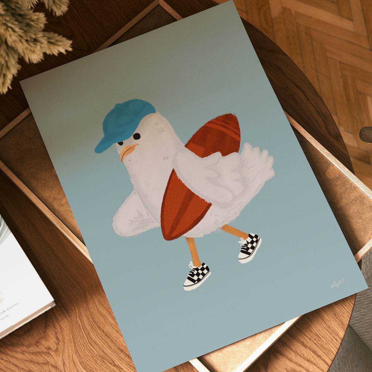 Surfer Goose Cream Poster