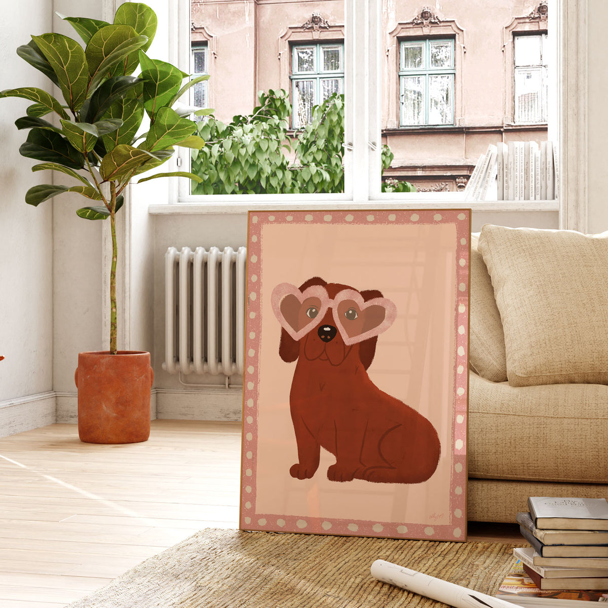 Heart Glasses Puppy Poster