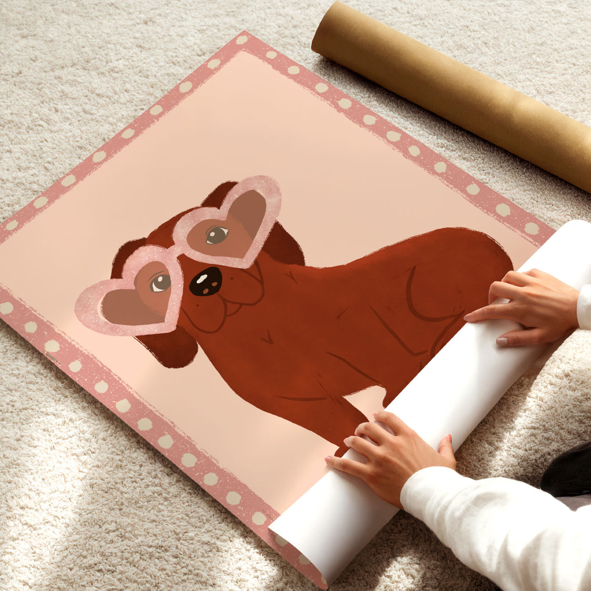 Heart Glasses Puppy Poster
