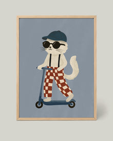 Poster Katze auf dem Roller