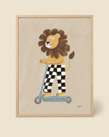 Poster Löwe mit Roller