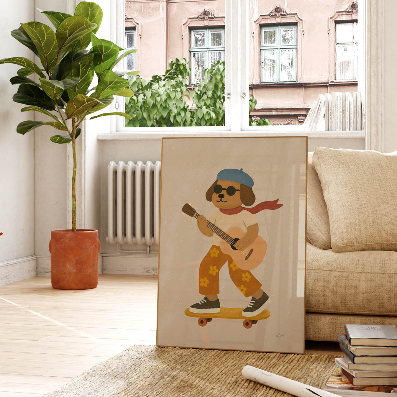 Rolling Tunes Dog Poster