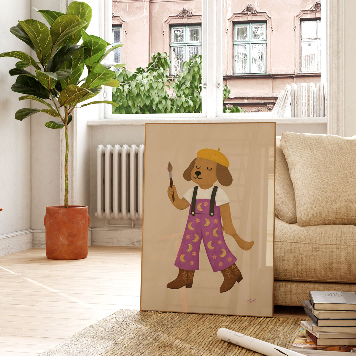 Painter Dog Poster