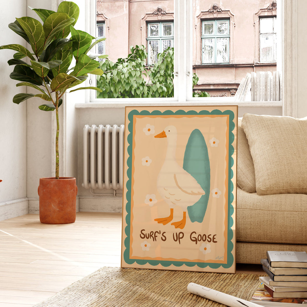 Surf's Up Goose Poster