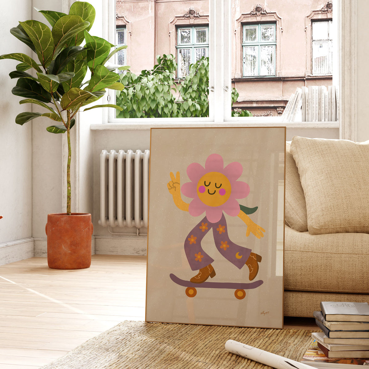 Skater Flower Poster