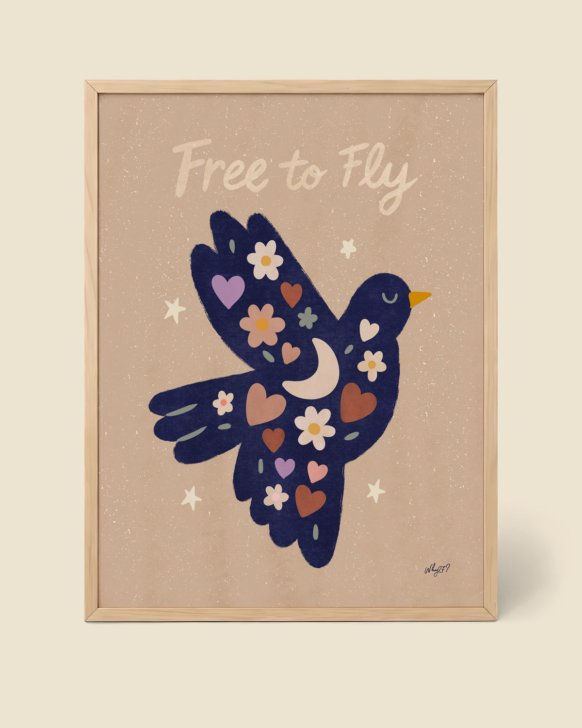 Free To Fly Poster framed in a natural wood frame