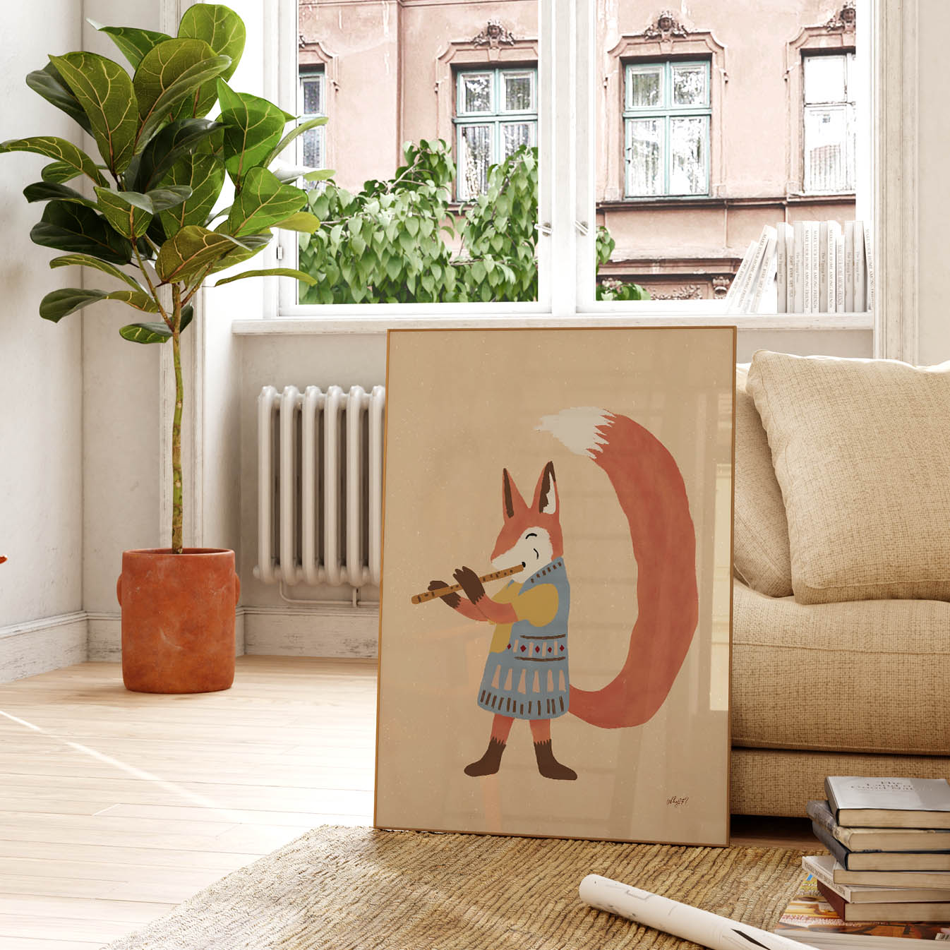 Little Fox Flute Poster