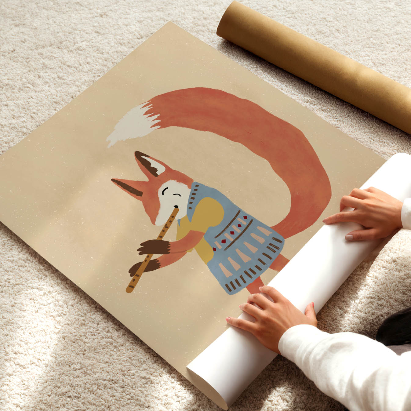 Little Fox Flute Poster