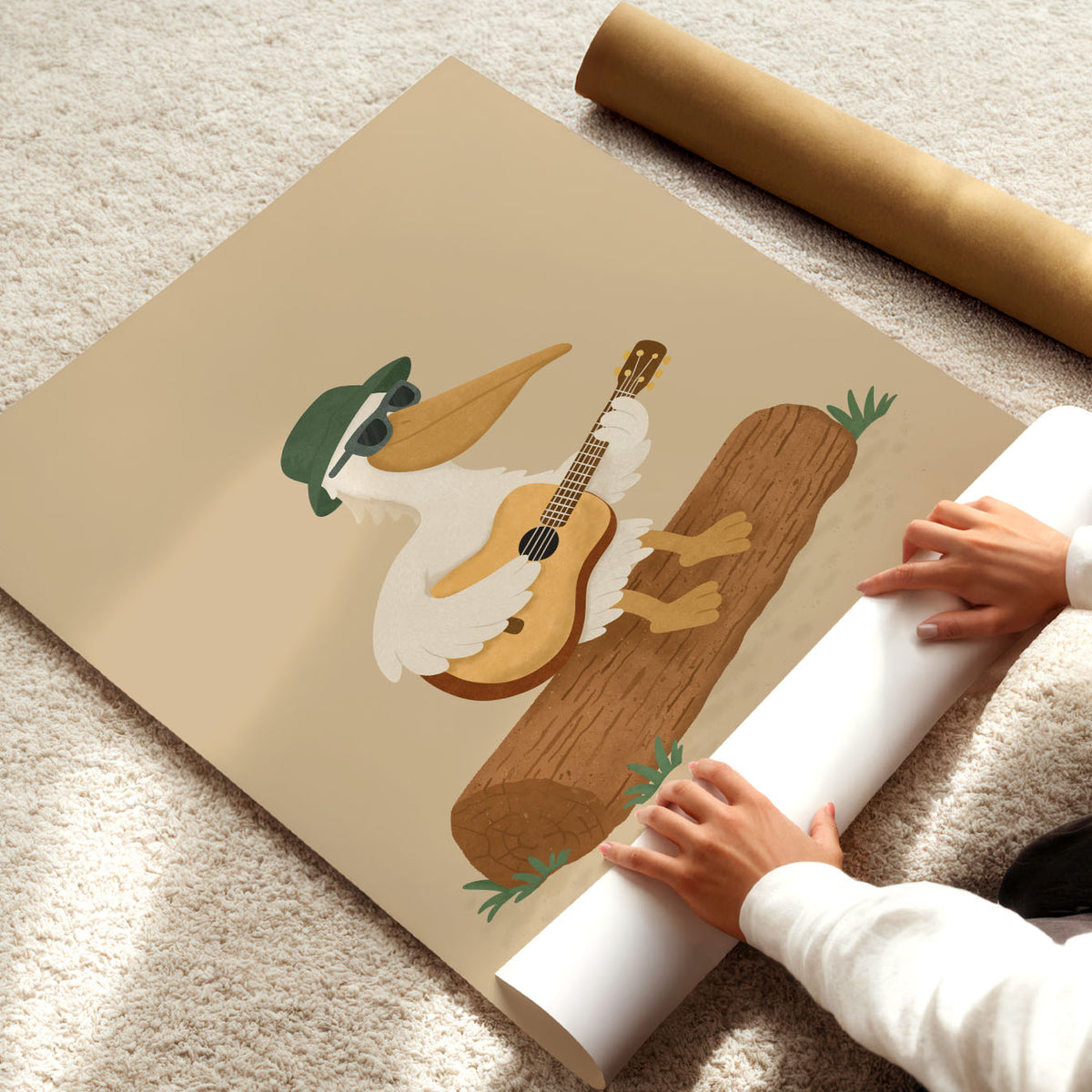 Pelikan mit Gitarre Poster