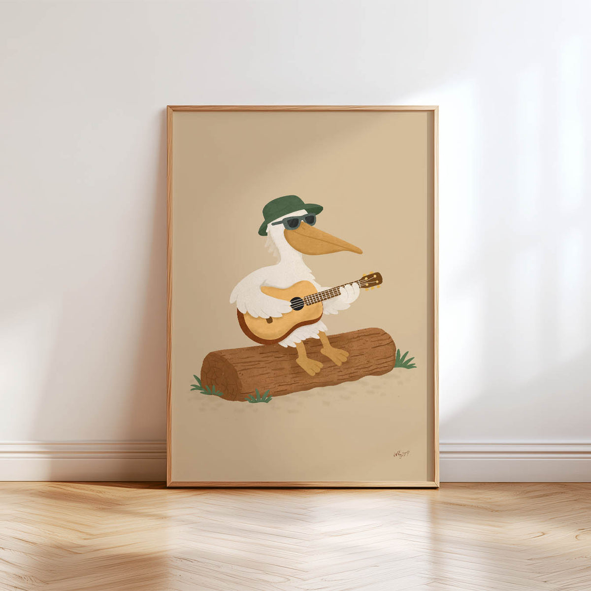 Pelikan mit Gitarre Poster