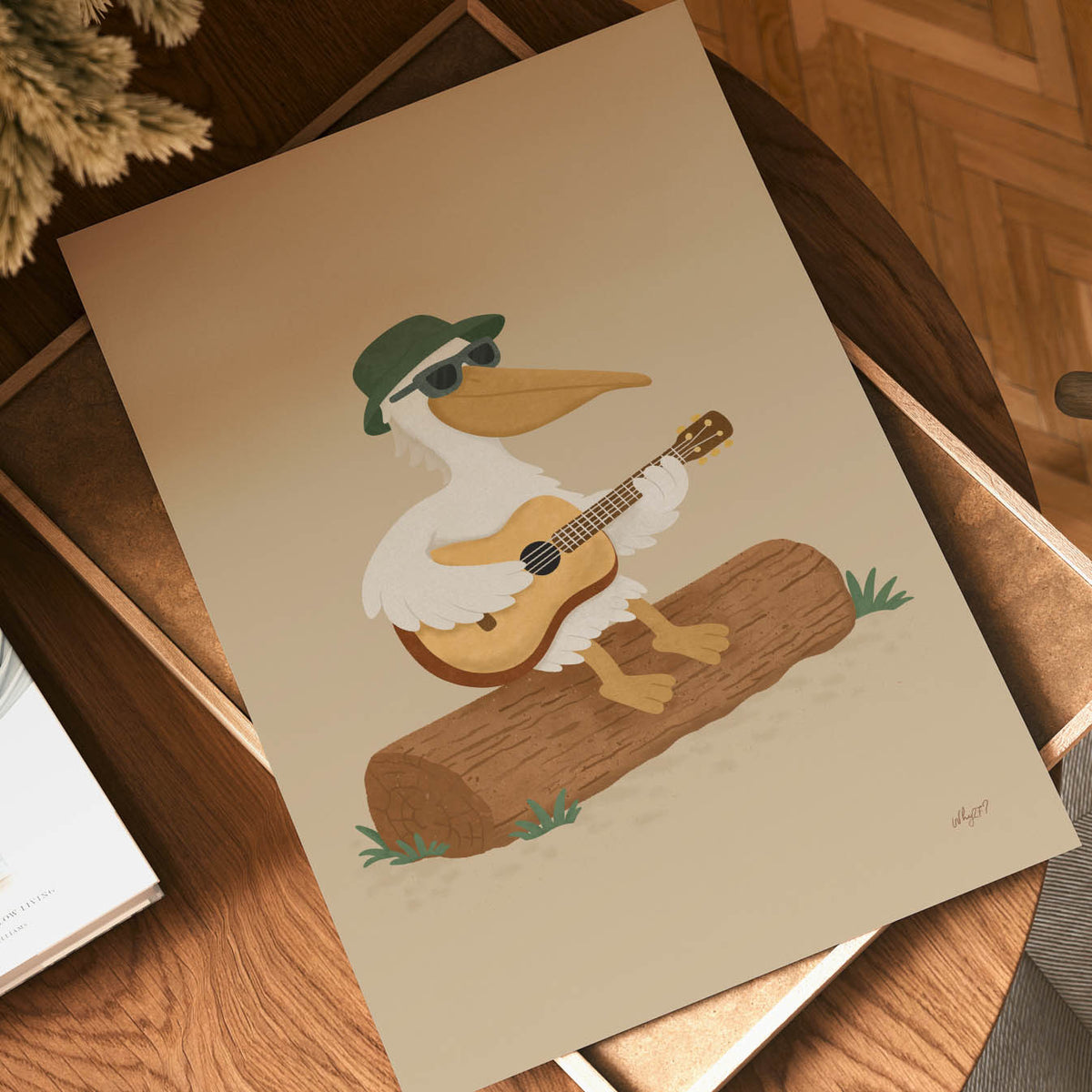 Pelikan mit Gitarre Poster