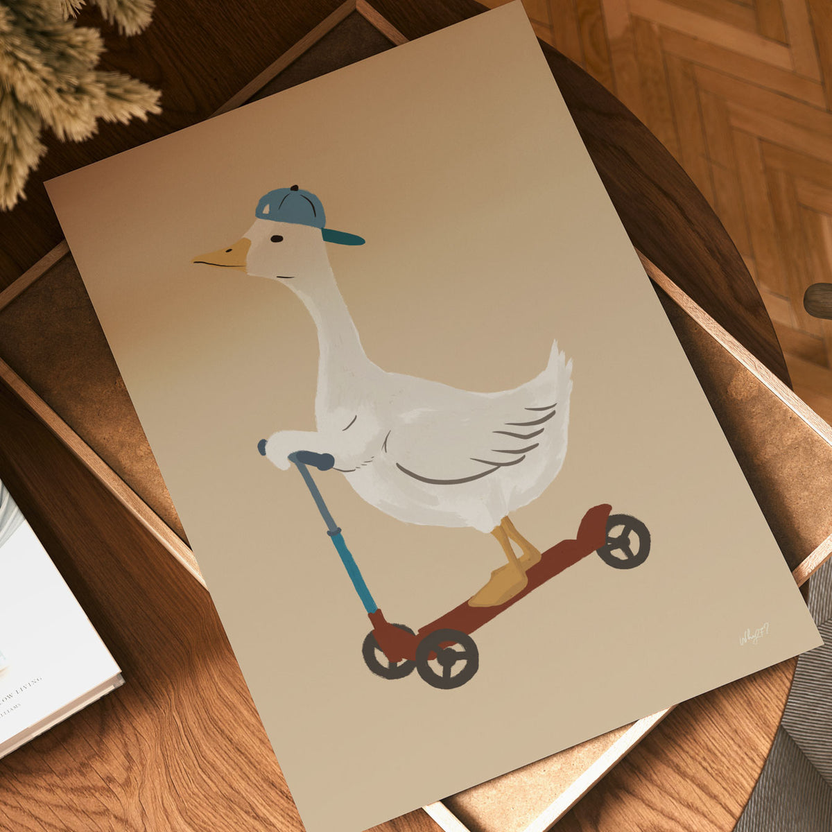 Goose On A Scooter Poster