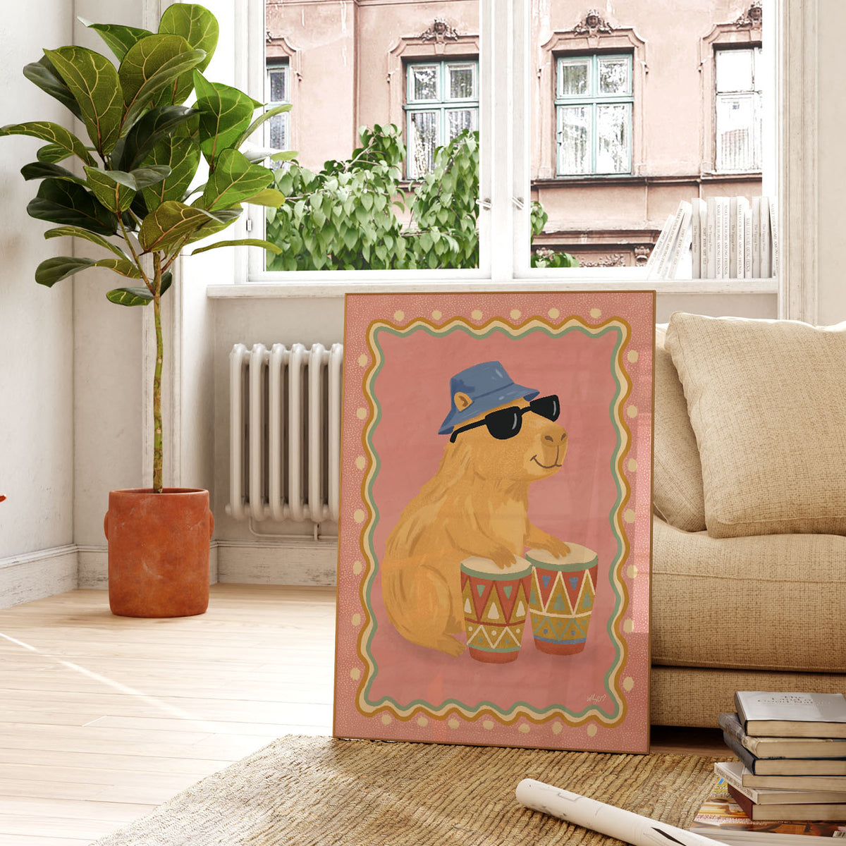 Capybara Drum Poster