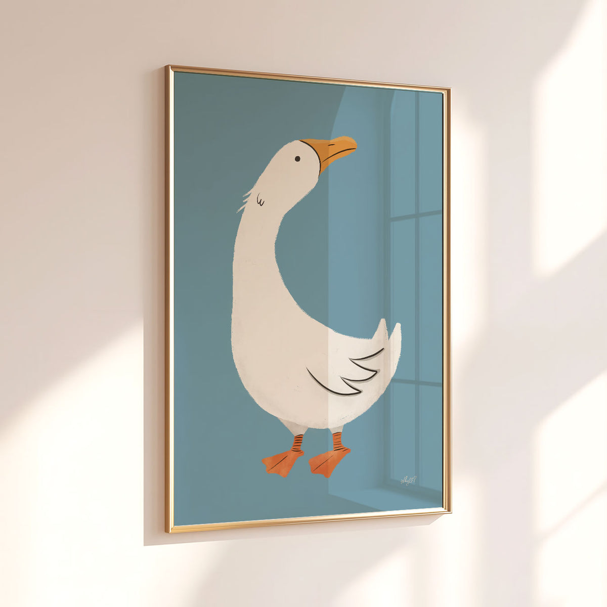 White Duck Blue Poster