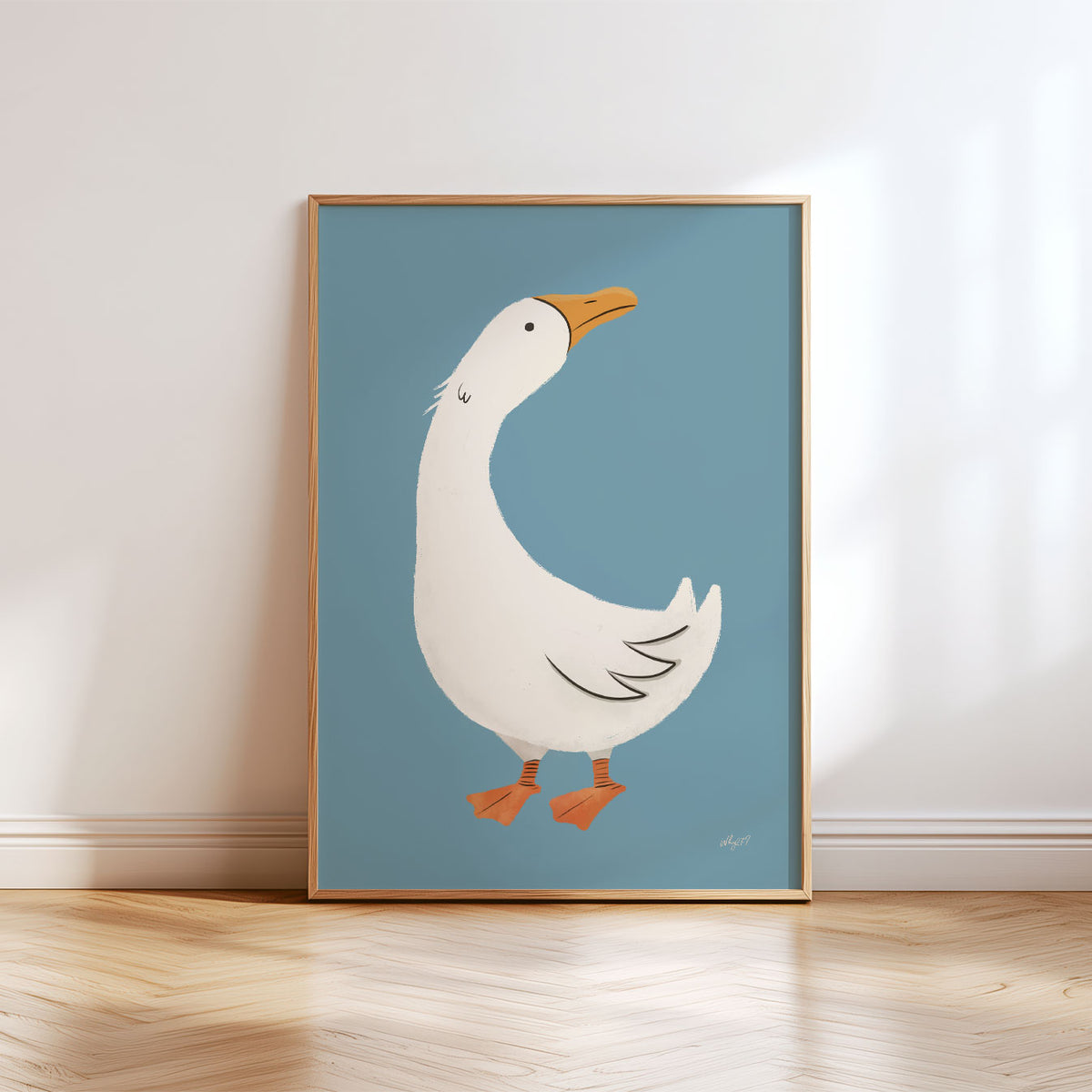 White Duck Blue Poster