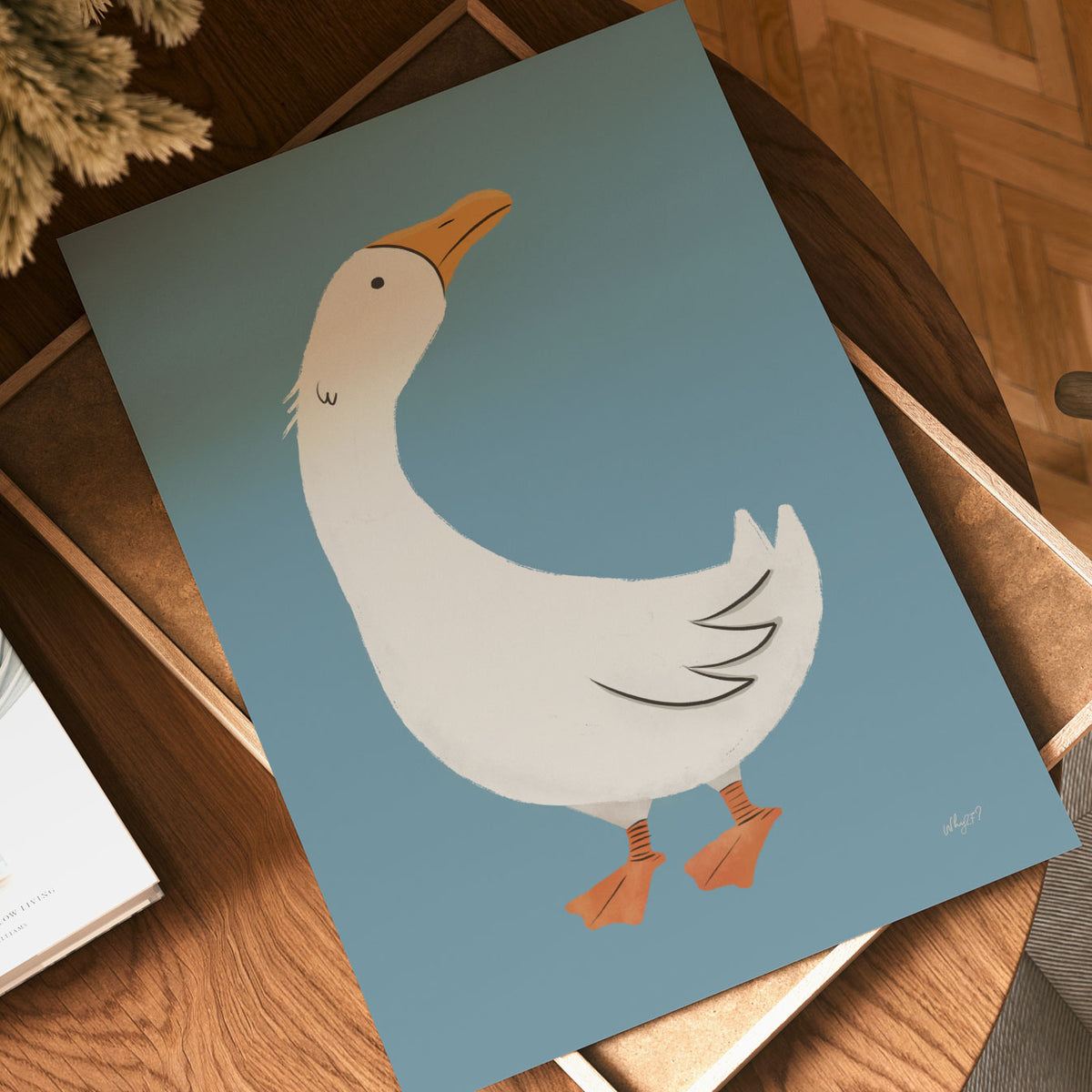 White Duck Blue Poster