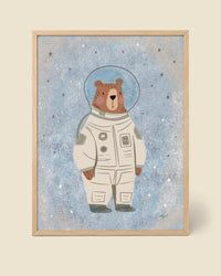 Póster Oso Astronauta Azul
