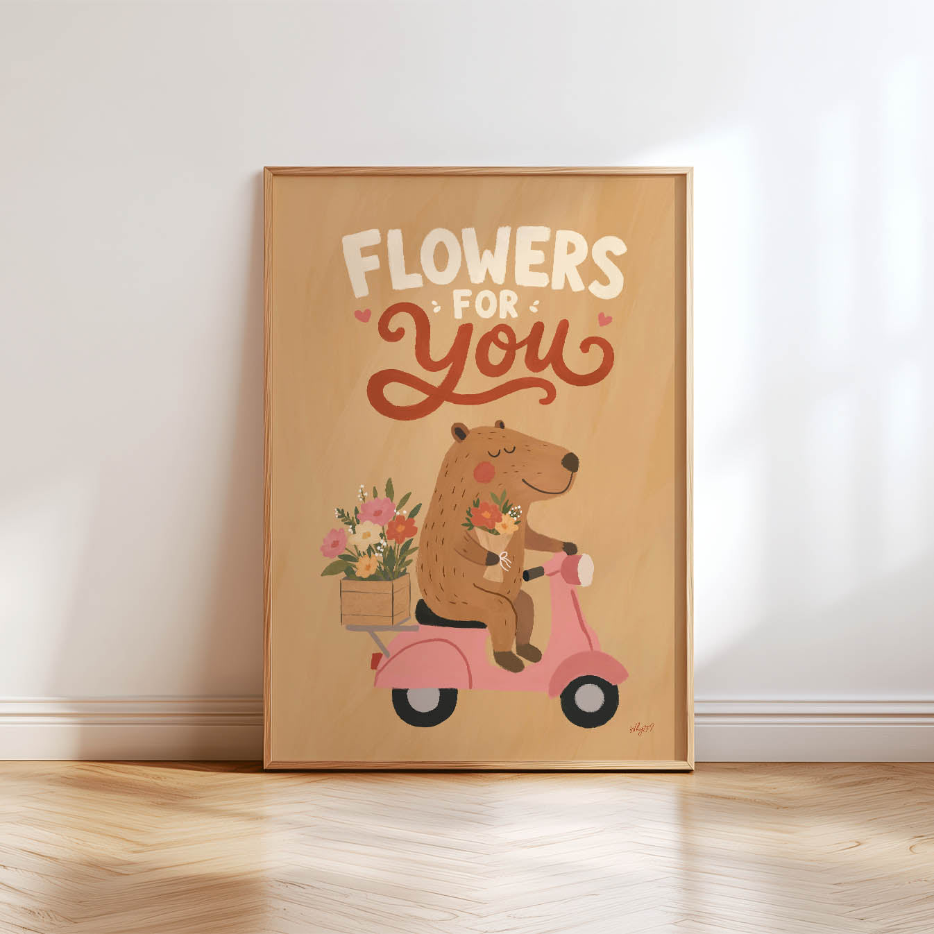 Flowers For You Bear Poster
